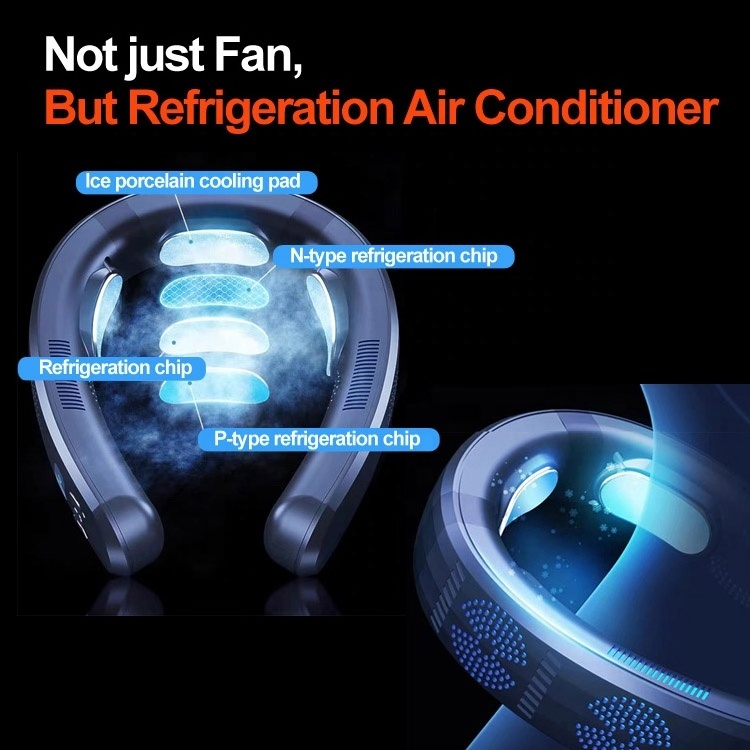 Neck Air Conditioner cool and heat 6000mAh electric heater Portable hanging semiconductor refrigerator cooling neck fan