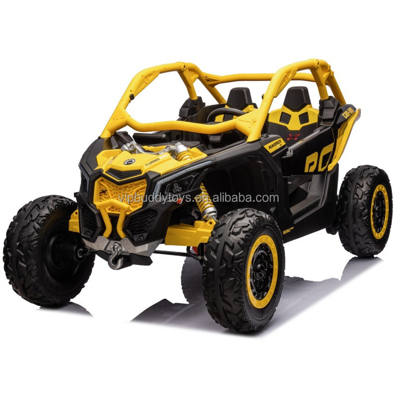 License Can Am Marverick UTV Lorry 24V Battery Plastic Roller Coaster Children Electric Ride on Toy Yellow Ride-on Cars for Kids