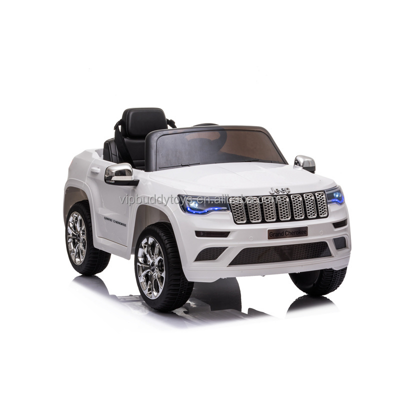 Hot Licensed JEEP GRAND CHEOKEE Leather LED Powerful Steering Wheel Drive Kids Electric Ride-on Cars Jeep with Remote