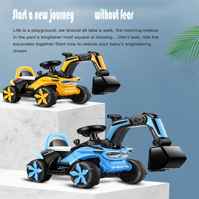 Toddler Sliding Toy Car Excavator Can Sit And Ride Large Flashing Music Children's Engineering Vehicle Electric Excavator