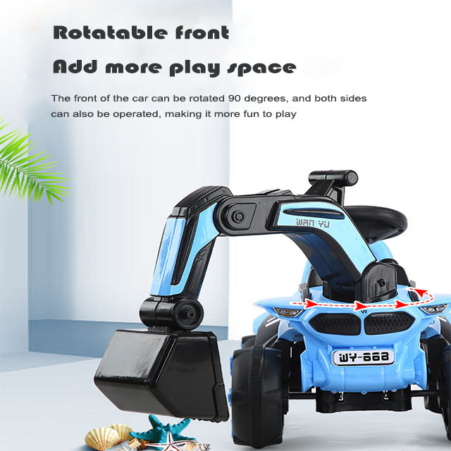 Toddler Sliding Toy Car Excavator Can Sit And Ride Large Flashing Music Children's Engineering Vehicle Electric Excavator