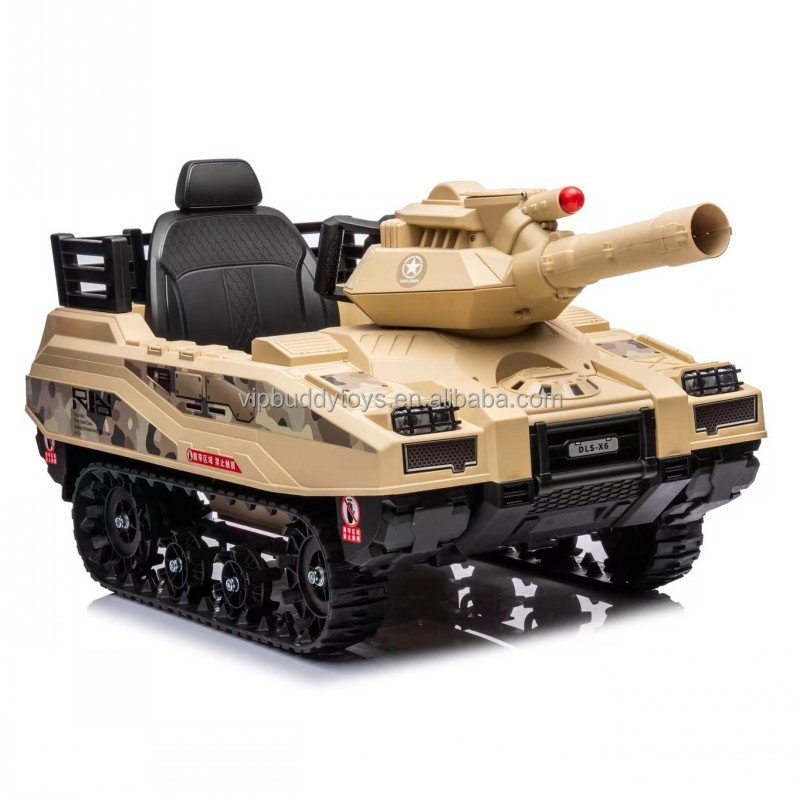 Wholesale 24V Battery Kids Real Track Toy Tank With Cannonball Children Electric Ride On Tank Toy Ride-on Cars For Kids To Drive