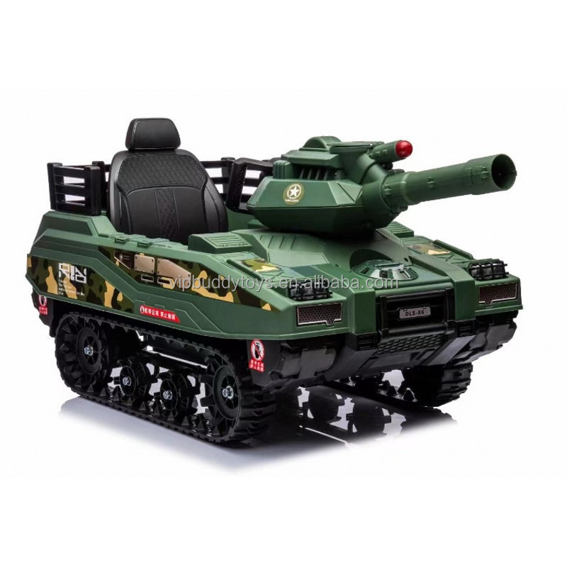 Wholesale 24V Battery Kids Real Track Toy Tank With Cannonball Children Electric Ride On Tank Toy Ride-on Cars For Kids To Drive