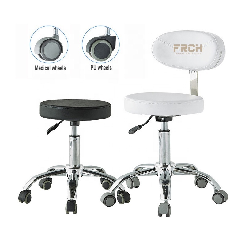 Ergonomic Adjustable Beauty Salon Dental Saddle Seat Leather Medic Stool Chair with Back Support