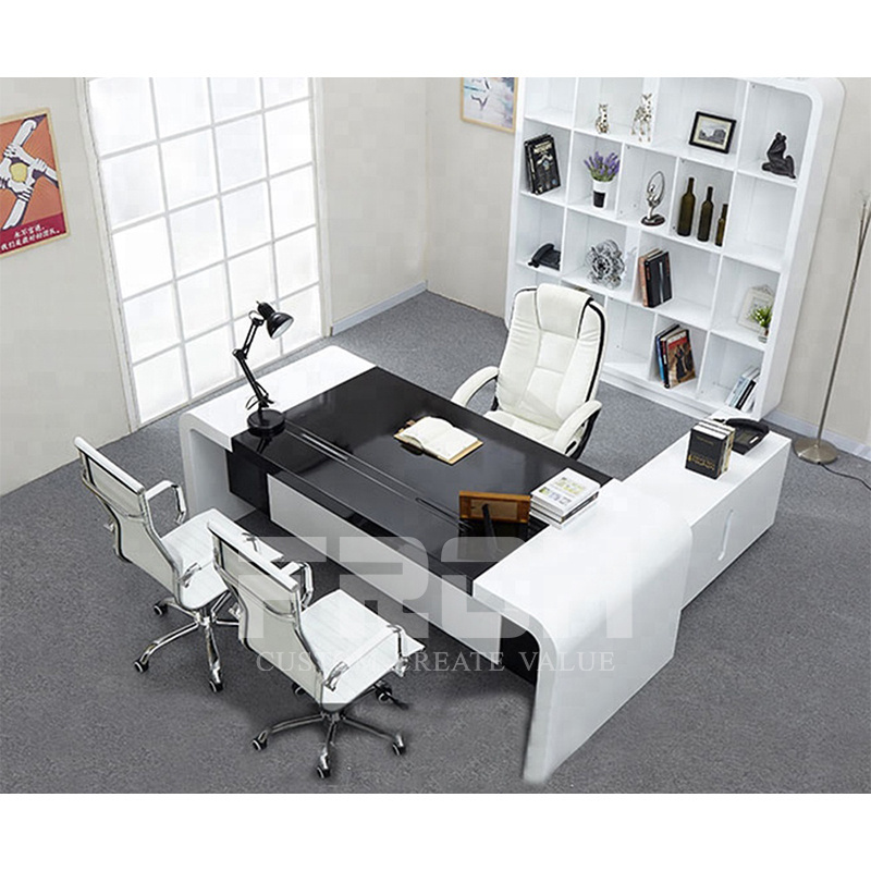 Hight Gloss Luxury Modern Office Furniture L shape ceo Office Desk Executive modern office tables