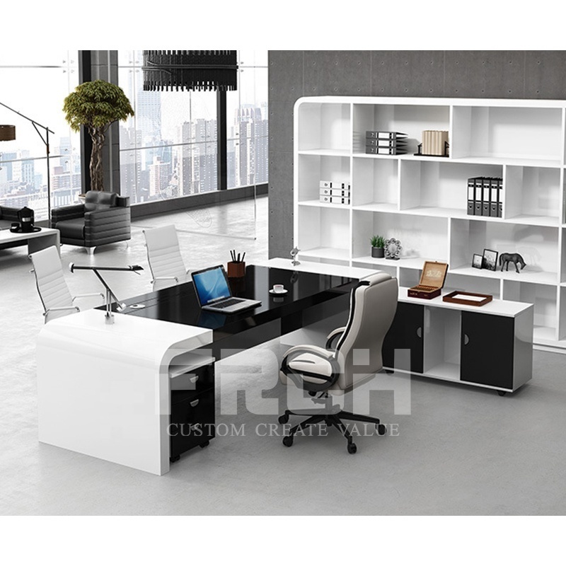 Hight Gloss Luxury Modern Office Furniture L shape ceo Office Desk Executive modern office tables