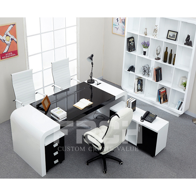 Hight Gloss Luxury Modern Office Furniture L shape ceo Office Desk Executive modern office tables