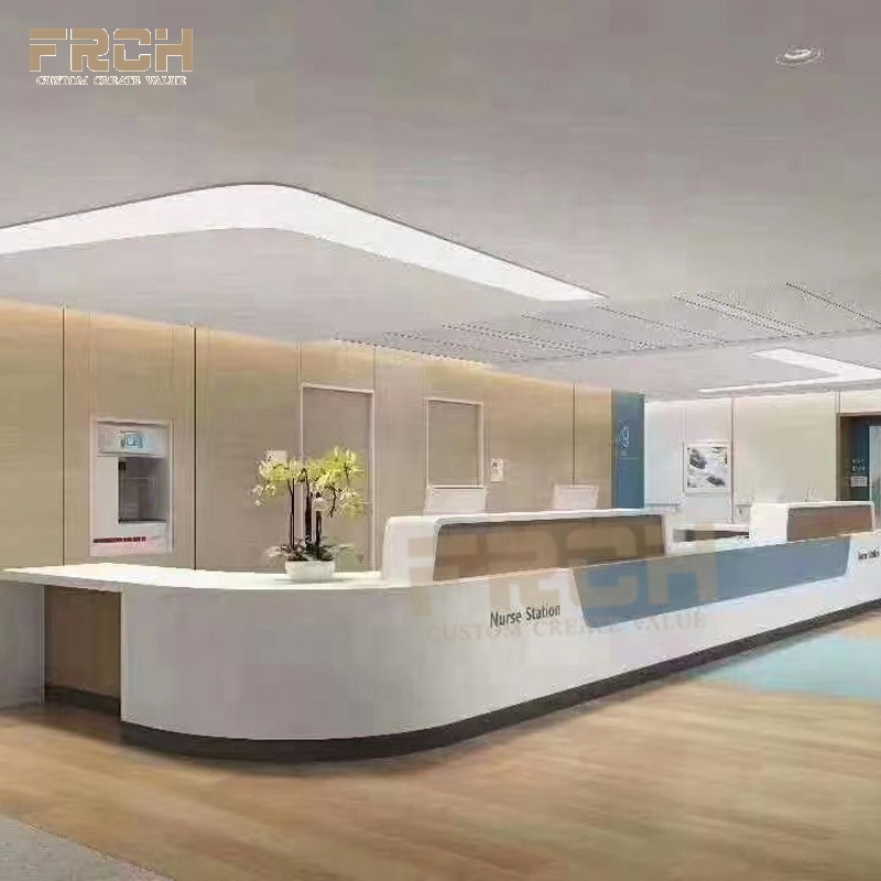 custom Medical hospital curved consultation nursing front counter nurse workstation reception desk