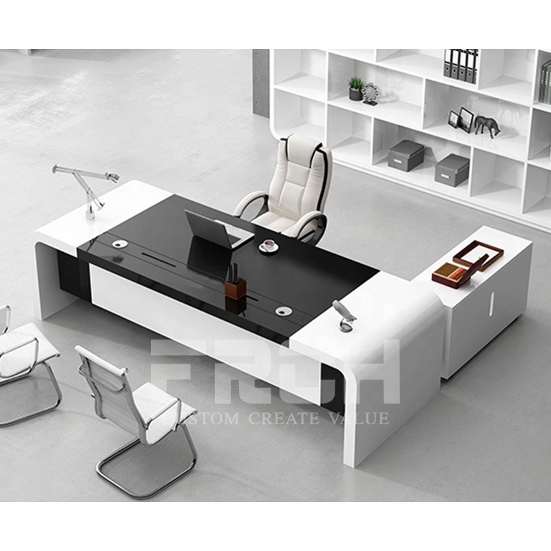 Hight Gloss Luxury Modern Office Furniture L shape ceo Office Desk Executive modern office tables