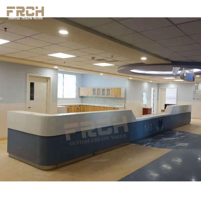 custom Medical hospital curved consultation nursing front counter nurse workstation reception desk