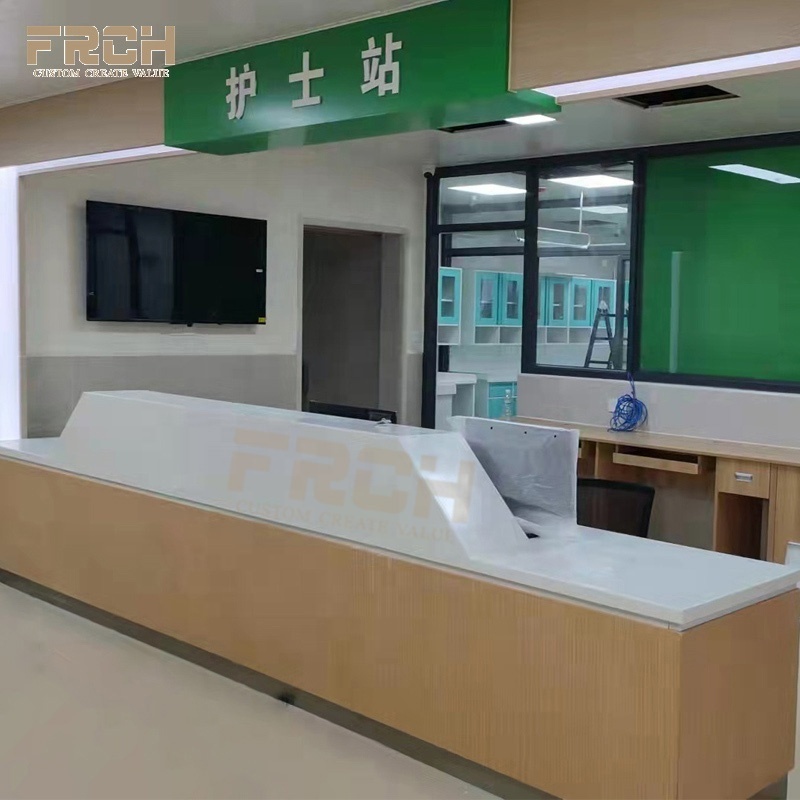 custom Medical hospital curved consultation nursing front counter nurse workstation reception desk