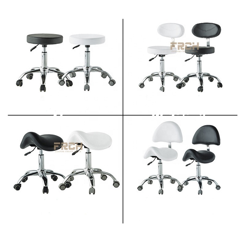 Ergonomic Adjustable Beauty Salon Dental Saddle Seat Leather Medic Stool Chair with Back Support