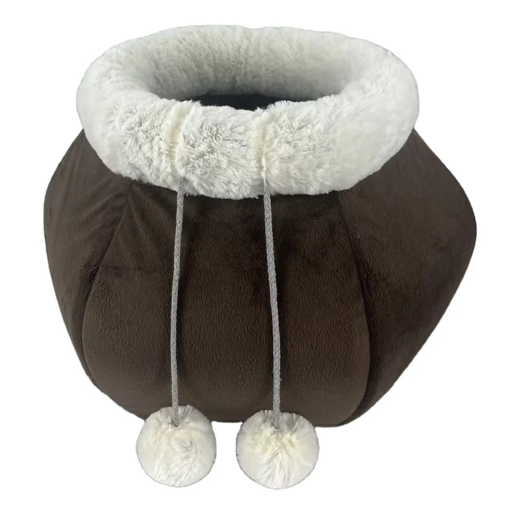 Cat Cat Bed Round and Cave Shape Self Warming plush suede fabric cat small dog cosy bed pets igloo bed hideout cave