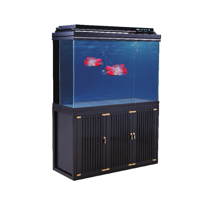 Factory Custom home decorative Large LED Ultra White Glass Fish Tank Aquariums with Stand Cabinet and Sump