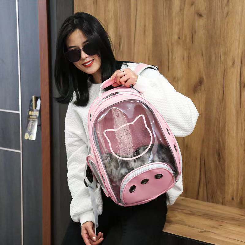 Fashion Girl Expandable Cat Backpack Space Capsule Bubble Transparent Clear Pet Carrier for Kitten Hiking Travel Backpack