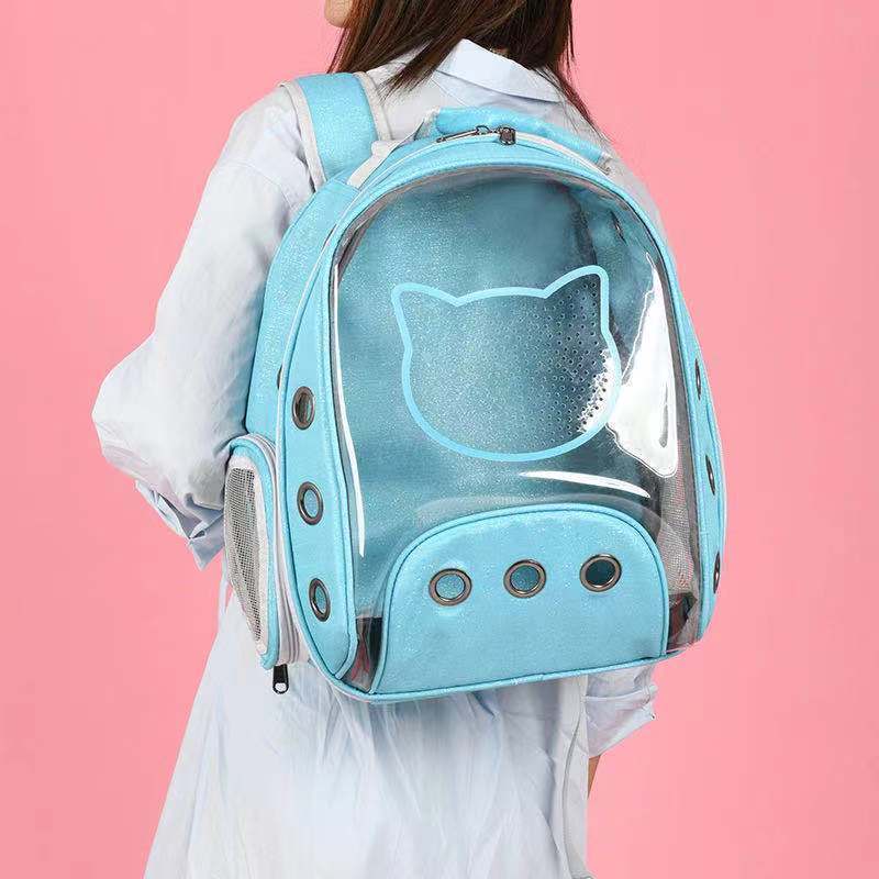 Fashion Girl Expandable Cat Backpack Space Capsule Bubble Transparent Clear Pet Carrier for Kitten Hiking Travel Backpack