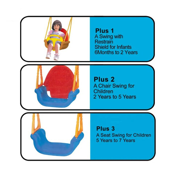 3 In 1 Outdoor Garden Backyard Play Plastic Adjustable Rope Hanging Swing Seat Toys Safety For Toddler