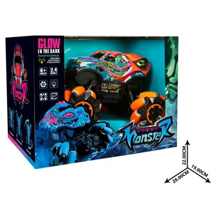 2.4G Grow In The Dark Light Remote Control Rechargeable 360 Stunt Rotate Truck Rc Racing Off Road Climbing Monster Car For Kid