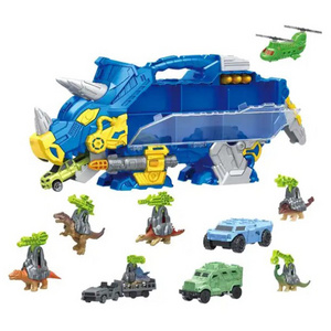 Friction Sliding Vehicle Triceratops Transport Carrier Truck Shooting Bullet Dinosaur Storage Car Toy For Kid