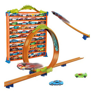 Hot Selling Dinosaur Storage Parking Lot Display Stand Racing Track Ejection Alloy Slot Toys Mini Diecast Car Set For Kid