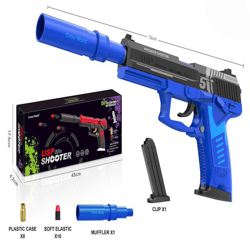 6 Colors Shooting Game Manual Pistol Customized Super Cool Plastic Ejection Shell Eva Soft Bullet Toy Gun For Kid