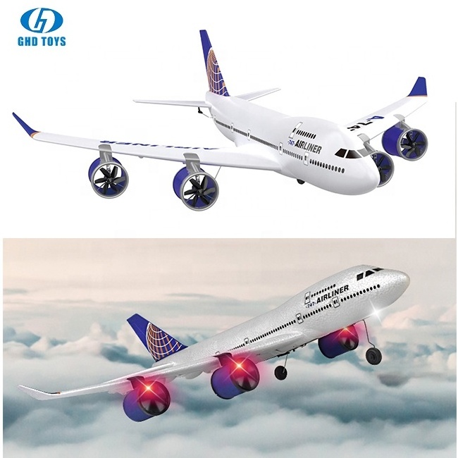 Hot selling Simulation rc Plane 2.4G RC Aircraft Radio Control Airplane 747 3CH DIY Airplane with light For Kids