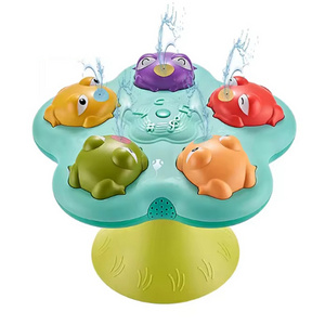 Battery Operated Playing Water Sprinkler Baby Bath Toy Animal Frog Spraying Fountain Toy For Kid With Music Light