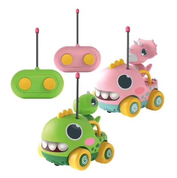 New Toddler Easy Play Radio Remote Control Cute Cartoon Dinosaur Doll Electric Rc Car Toy With Music And Light