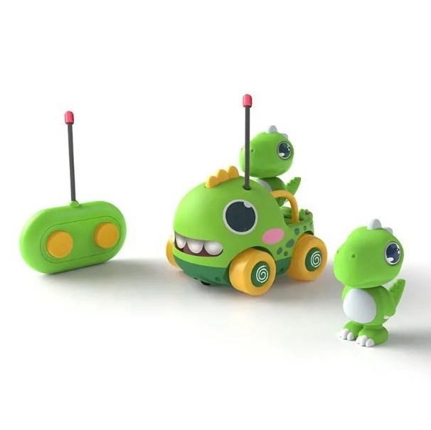 New Toddler Easy Play Radio Remote Control Cute Cartoon Dinosaur Doll Electric Rc Car Toy With Music And Light