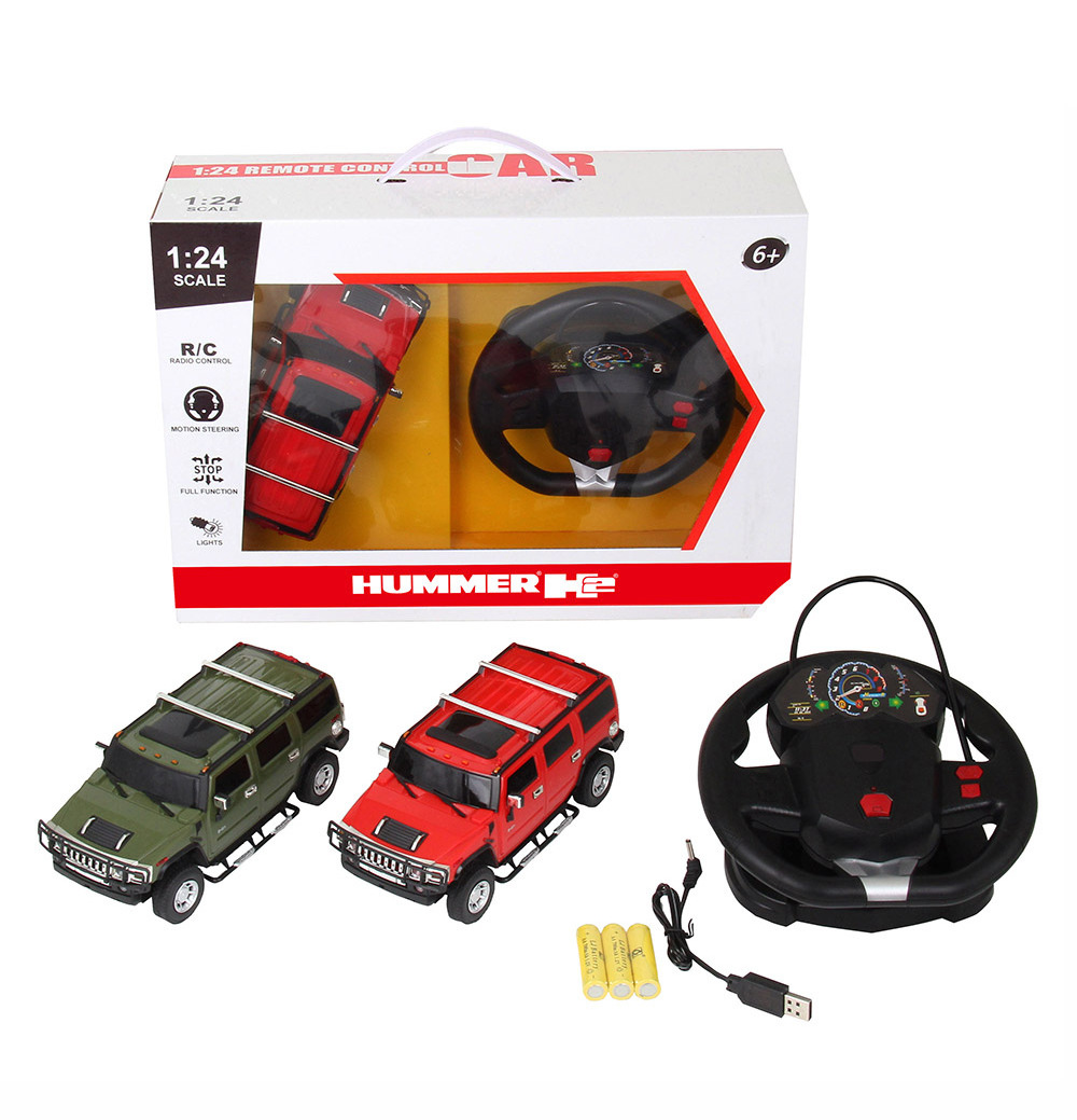 Authorized Licence 1:24 &1:14 Simulation Steering Wheel Remote Control Hummer H2 Gravity Sensing Rc Car Models Toys For Kid