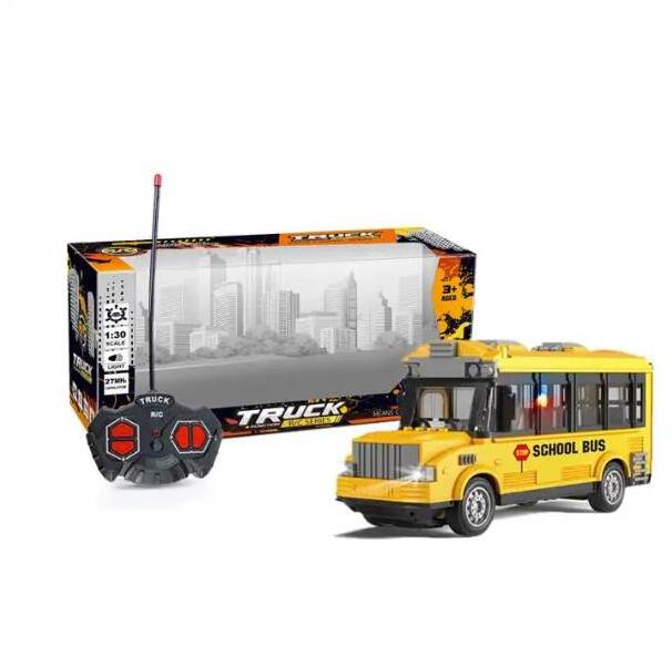 Cheap 1:30 Scale Door Opening Remote Control Classic School Bus Vehicle 4 Channels Rc Car Toy With Light