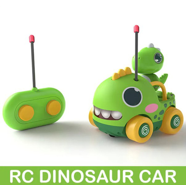 New Toddler Easy Play Radio Remote Control Cute Cartoon Dinosaur Doll Electric Rc Car Toy With Music And Light