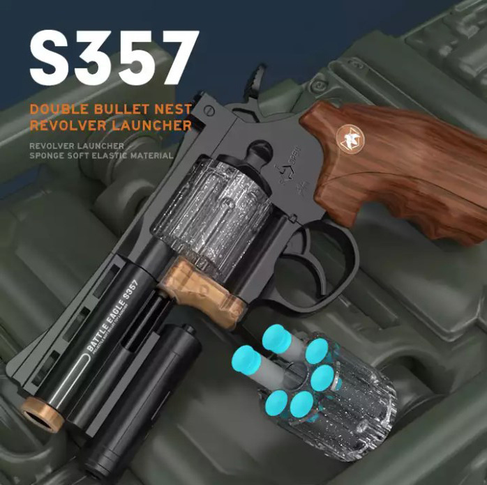 Revolver S357 Pistol Eva Air Soft Foam Bullet Gun Blaster Burst Shooting Game Simulation Manual Model Pistol Toy For Kid