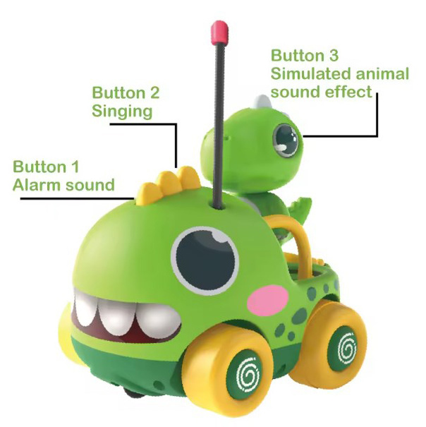 New Toddler Easy Play Radio Remote Control Cute Cartoon Dinosaur Doll Electric Rc Car Toy With Music And Light