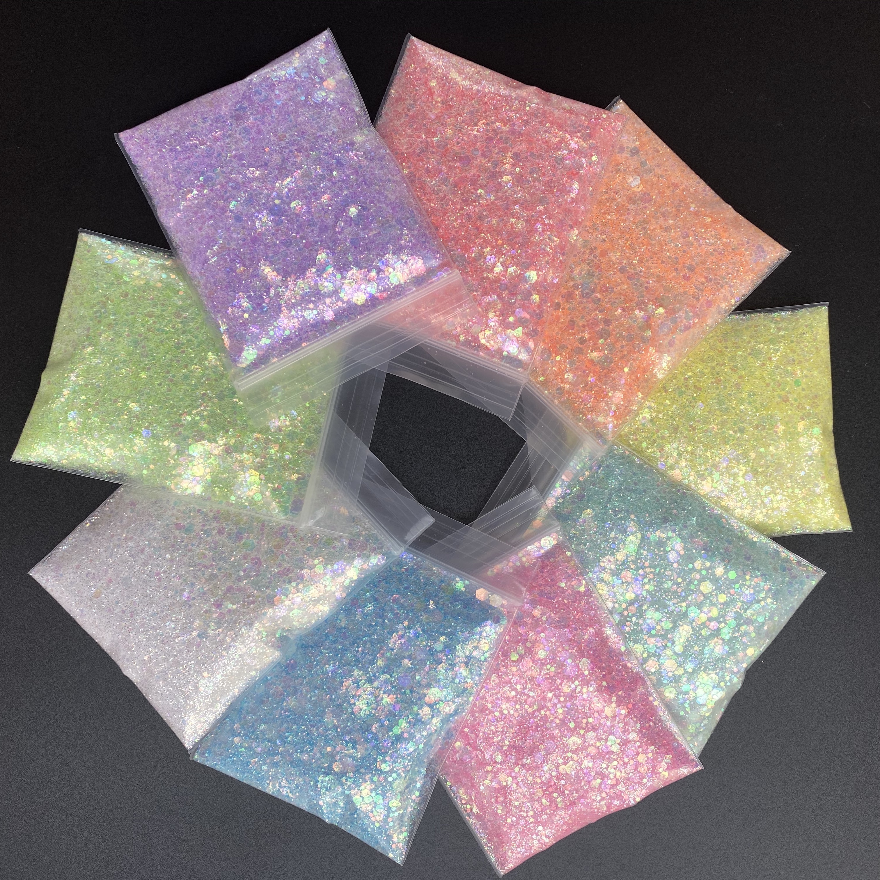 10g/bag Wholesale Bulk Craft Chunky Glitter White Iridescent Mixed Glitters For Snow Globe Glass