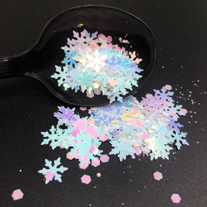 Wholesale Shape Snowflake Iridescent Pink Chunky Glitter Bulk For Nail Art Christmas Decoration