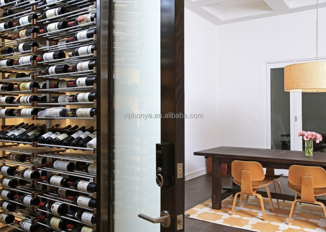 Arched Door Retro French Design Metal Wine Cellar with solid wood Commercial Customization for Hotel or Home Custom Wine Cabinet