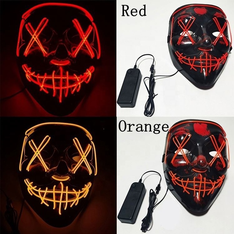 Halloween Purge Mask Led Light Up Scary Mask Luminous Facial Mask for Adults Costume Festival Party