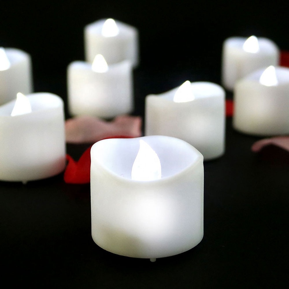 Warm White Yellow Flickering LED Kaarsen Battery Operated Flameless LED Candles LED Tea Lights Set of 12 For Wedding Event Decor