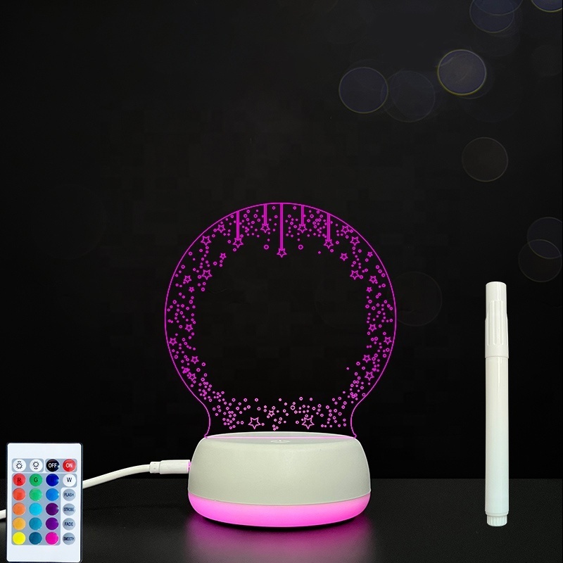 Desktop Blank Acrylic Message Board USB Powered Erasable LED Note Board With 16 Colors Changeable Handwriting 3D Night Light