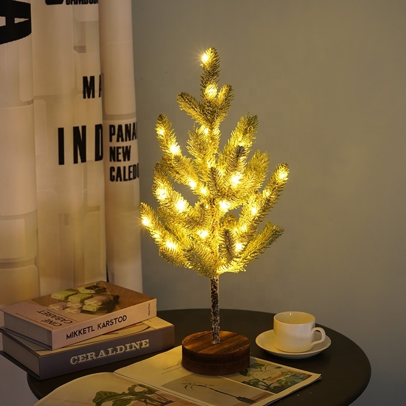 2023 Luces Navidenas Snowy Pine Tree Light With 50 LED Bonsai Tree Lamp Battery Powered Lighted Pine Tree Home Decoration