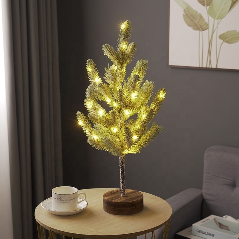 2023 Luces Navidenas Snowy Pine Tree Light With 50 LED Bonsai Tree Lamp Battery Powered Lighted Pine Tree Home Decoration