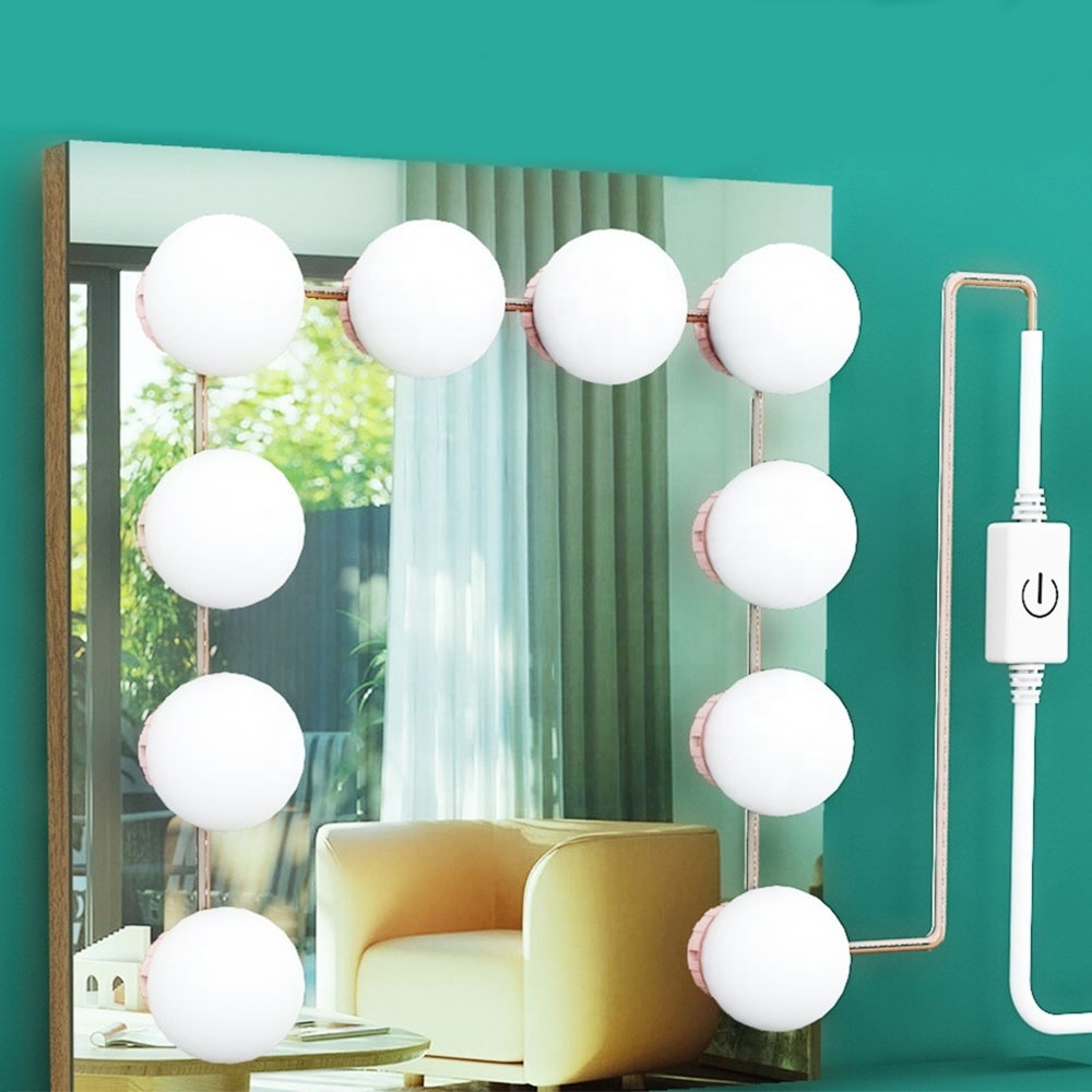 6 Bulbs LED Makeup Mirror Lights With Suction Cup USB Powered Natural White LED Vanity Lights Lampe Miroir Salle De Bain