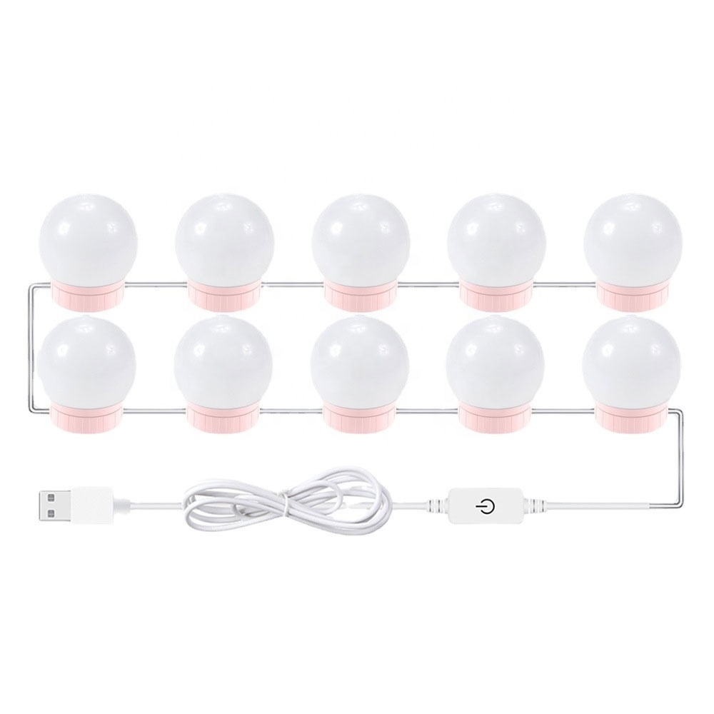 6 Bulbs LED Makeup Mirror Lights With Suction Cup USB Powered Natural White LED Vanity Lights Lampe Miroir Salle De Bain