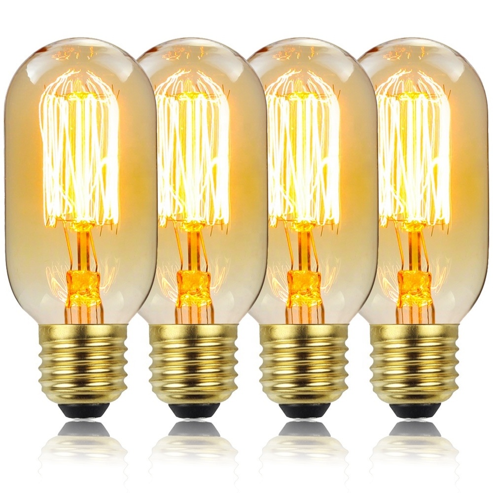 110V 220V LED Retro Bulb 4 Pack E27 Amber Glass Edison Light Bulb T45 40W LED Chandelier Bulb Table Lamps Home Decoration