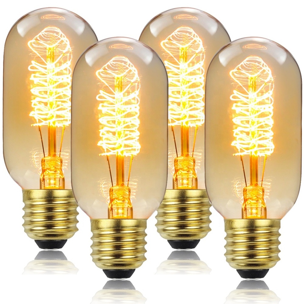 110V 220V LED Retro Bulb 4 Pack E27 Amber Glass Edison Light Bulb T45 40W LED Chandelier Bulb Table Lamps Home Decoration