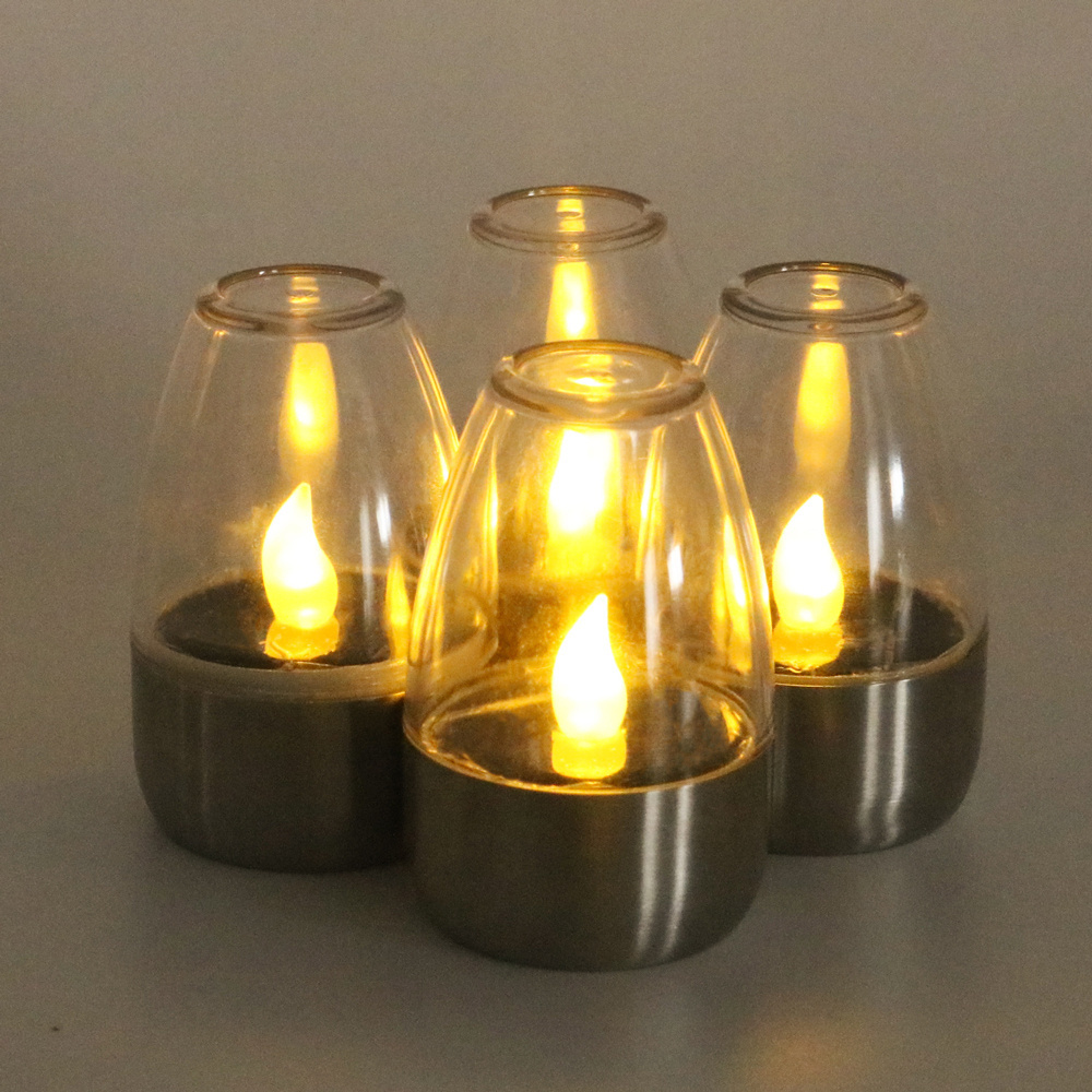 6 PCS LED Solar Rechargeable Candles Outdoor Waterproof Flameless Tea Lights Mini Garden Home Church Decoration