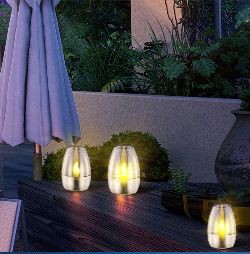 6 PCS LED Solar Rechargeable Candles Outdoor Waterproof Flameless Tea Lights Mini Garden Home Church Decoration