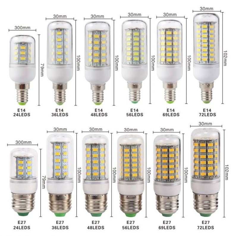 E27 E14 LED corn bulbs 24 36 48 56 69 72 96LEDs SMD 5730 220V/110V LED Lamp Chandelier Candle LED Light for Outdoor Indoor