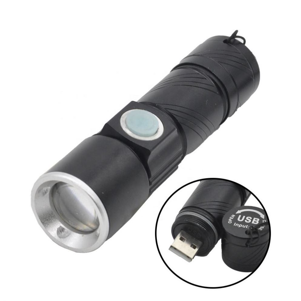 High Power Built-in USB Rechargeable Flashlight Torch, Super Bright Portable EDC Zoom Powerful Torch Tactical led Flashlight